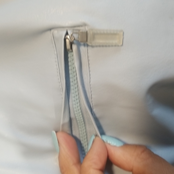 Judy Collection Faux Leather Light Baby Blue Zippered Jacket. M - Picture 6 of 12